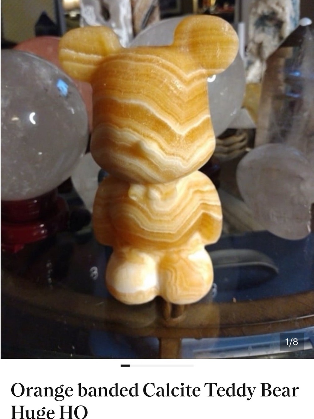 Hand-Carved Orange Banded Calcite Teddy Bear Figurine 3lbs 6.4oz